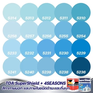 TOA สีภายนอก+ภายใน สีฟ้า 1L สีทาบ้าน สีน้ำ สีอะครีลิค สีทาภายนอกและภายใน กันร้อน สามารถผสมสีตามเบอร์ของ TOA ได้ทุกเบอร์