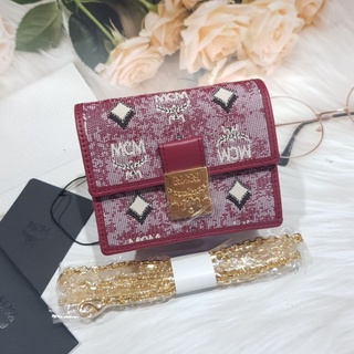 ★ New กระเป๋า mini wallet on chain สะพาย Mcm พร้อมส่ง ของแท้ 100%