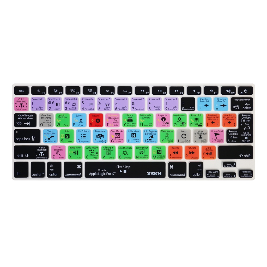 for Logic Pro X Functional Shortcut Silicone Keyboard Cover Skin for Macbook Air 13 inch, for Macboo