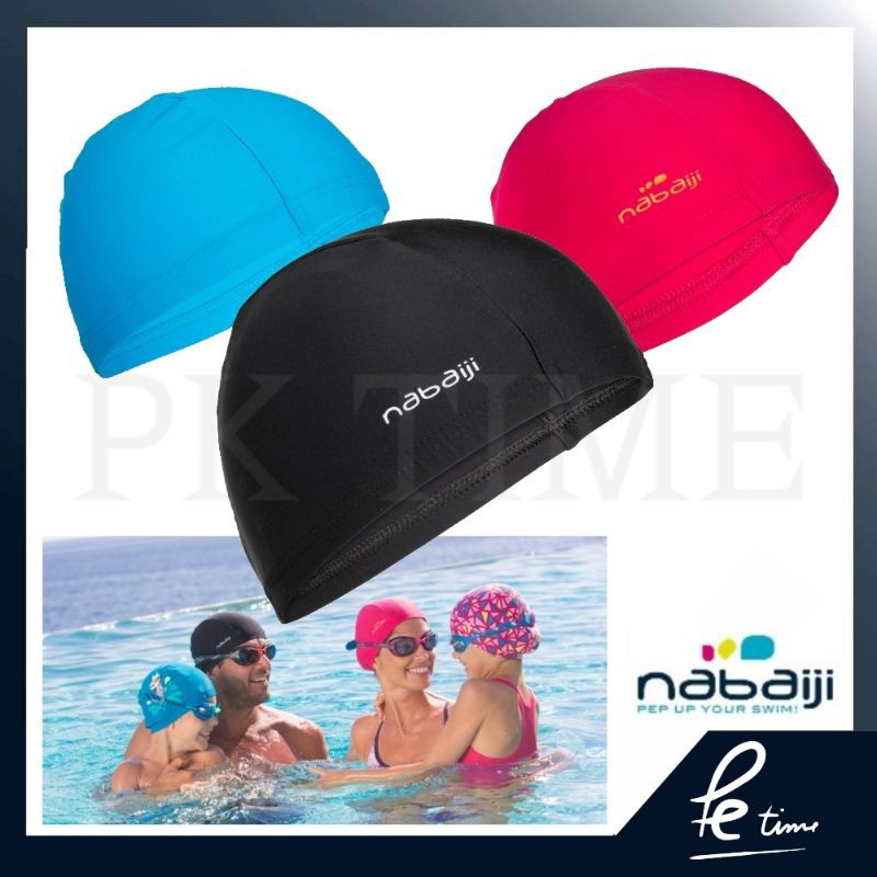 หมวกว่ายน้ำเด็กและผู้ใหญ่ Nabaiji สีพื้น
