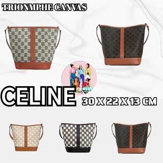 CELINE  TRIONMPHE CANVAS/CELINE  TRIONMPHE CANVAS ขนาดกลาง/เล็ก/กระเป๋าสะพายข้าง/กระเป๋าสะพายข้าง/กระเป๋าถือ/สายปรับระดั