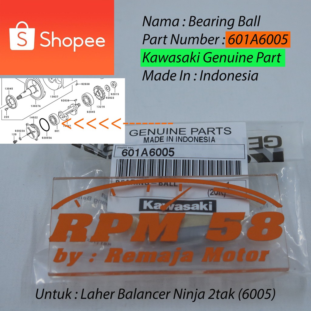 Original Ninja 2 จังหวะ R RR 6005 Balancer Bearing 601A6005