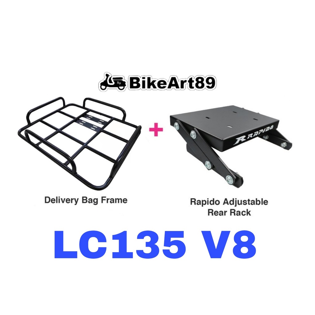 RAPIDO Monorack Yamaha LC135 V8 Foodpanda Grabfood Shopee กระเป๋าส่งอาหารกรอบ Tapak Monorack อุปกรณ์