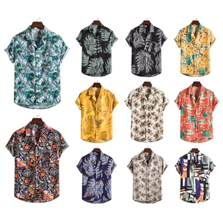 Hawaiian beautiful flower series vegetable style characteristic high-quality suit collar short-sleeved shirt