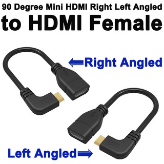 สายแปลง 90 Degree Mini HDMI Right Left Angled Male to HDMI Female cable Gold Plated 15cm for  Laptop PC HDTV 1080p.