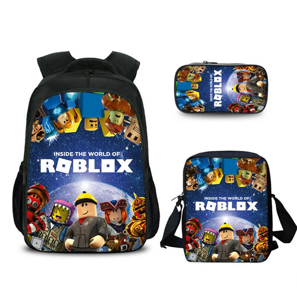 Cartoon Roblok Game School Bag Backpack Lunch Bag Crossbody Travel Bag Pen Case Lot Kids Gift