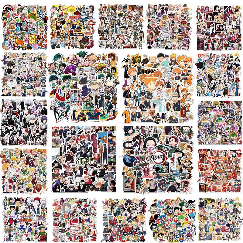 สติกเกอร์ ลายการ์ตูนอนิเมะญี่ปุ่น Demon Slayer My Hero Academy JoJo's Bizarre Adventure NARUTO HUNTERxHUNTER Haikyuu Dragon Ball Jujutsu Kaisen ONE PIECE สําหรับติดตกแต่งหมวกกันน็อค 50 ชิ้น