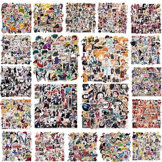 สติกเกอร์ ลายการ์ตูนอนิเมะญี่ปุ่น Demon Slayer My Hero Academy JoJos Bizarre Adventure NARUTO HUNTERxHUNTER Haikyuu Dragon Ball Jujutsu Kaisen ONE PIECE สําหรับติดตกแต่งหมวกกันน็อค 50 ชิ้น