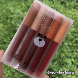 ส่งไว/แท้ (ซื้อในไลฟ์ลด30%) เซ็ตลิป ลิป ลิปกลอส ลิปแมท เท็ดดี้ 🐻 Vongee Lipstick 5 แท่ง 5 เฉดสี ลิปสติก กันน้ำ 4u2