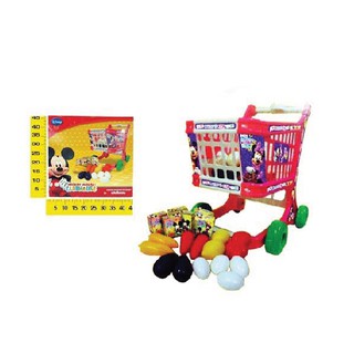 Disney mickey mouse ชุดรถเข็นซุปเปอร์มาร์เก็ต Shopping Cart Toy Smart