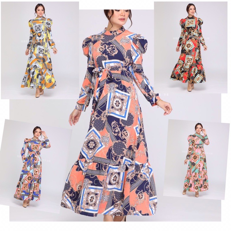 KAIRA CHAIN PUFFY DRESS BY MBPC PUFFY SLEEVES CUTTING