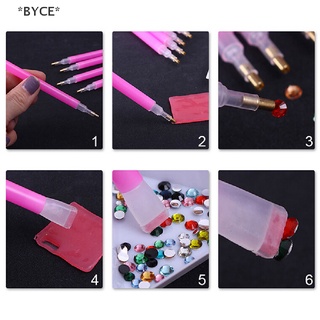 Byce&gt; ใหม่ ปากกาหยิบเพชรเทียม ปลายคู่ สีชมพู สําหรับตกแต่งเล็บ 5 ชิ้น ต่อชุด