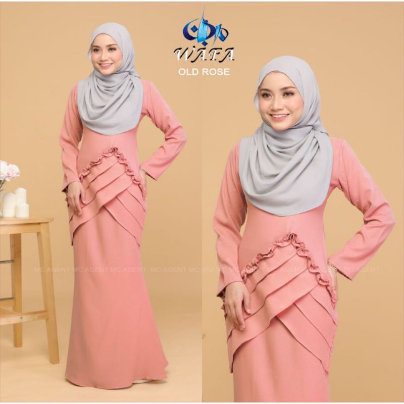 Baju KURUNG MODERN WAFA PINK BELACAN ขนาด S SAHAJA