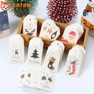 SUER 50PCS DIY Kraft Tag Santa Claus Gift Wrapping Hang Tags Party Cards Kraft Paper Xmas Decoration Wrapping Supplies Christmas Labels