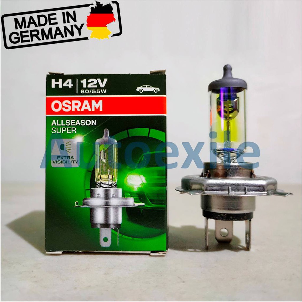 Osram All Season Super H4 12V 60/55W ALS สีเหลือง Rainbow Made in Germany Allseason ไฟรถยนต์