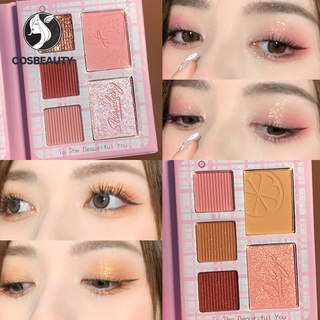 COSBEAUTY พาเลทอายแชโดว์+บลัชออน เนื้อใยไหม ประกายชิมเมอร์ เนื้อดี สีสวย ติดทน กันน้ำ Notebook Eye Shadow