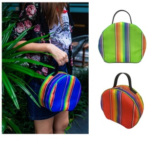 (เก็บโค้ดส่วนลดหน้าร้านลด50฿) กระเป๋าถือทรงกลมลายสายรุ้ง Rainbow Round Handbag