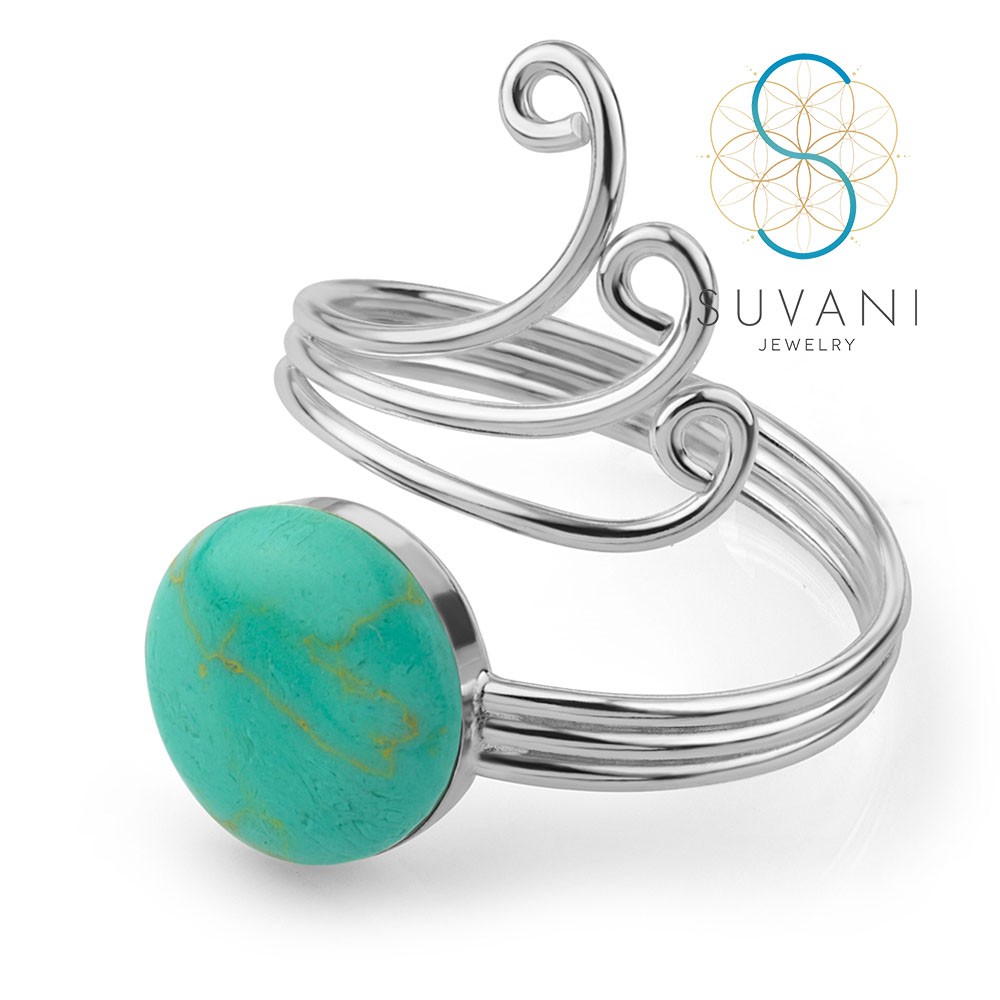 Suvani แหวนเงินแท้ 92.5% ฝังด้วยหินเทอร์ควอยซ์ สีฟ้า ( Turquoise Stone) แหวนสามารถปรับขนาดได้  | Shopee Thailand