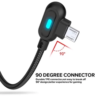 Elough สายชาร์จ 2.4A USB Micro USB Type C พร้อมไฟ LED 90 องศา สําหรับ Android