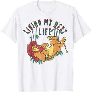 เสื้อยืด พิมพ์ลายดิสนีย์ The Lion King Living My Best Life Simba สําหรับผู้ใหญ่Size S-5XL