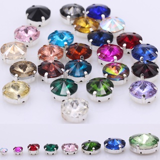 20 P 8 มม.24 สีรอบเย็บคริสตัล Rhinestone เพชรเงินทองแดง Claw…