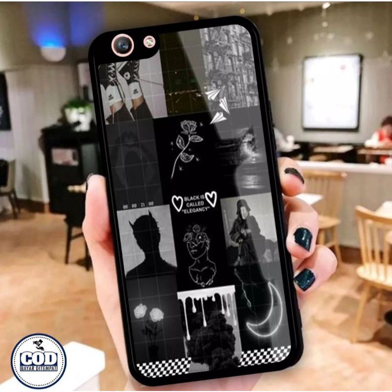 Umws store เคสโทรศัพท์มือถือ สีดํามันวาว สําหรับ Oppo F1s F3 F3 plus F7 youth