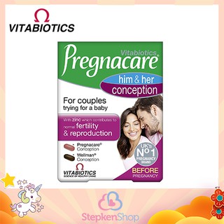 ของแท้!!!! Vitabiotics Pregnacare - Him &amp; Her Conception เตรียมพร้อมการตั้งครรภ์ชาย&amp;หญิง(2x30 Tablets)Exp.1/24