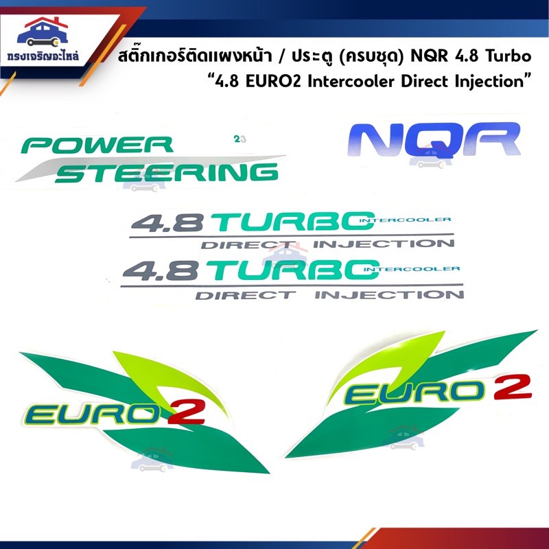 สติ๊กเกอร์ติดแผงหน้า / ประตู(ครบชุด) ISUZU NQR 4.8 TURBO "4.8 EURO2 Intercooler Direct Injection"