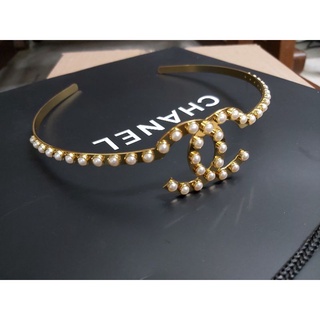 Chanel metal gold &amp; white pearl headband [SALE]