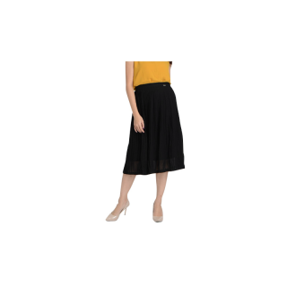 Guy Laroche Light wool suiting skirt กระโปรงกีลาโรช กระโปรงอัดพลีท ยาวคลุมเข่า สีดำ (GL4DBL)
