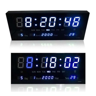 ﻿นาฬิกาดิจิตอลLED Number Clock แขวนผนัง ตัวเลขสีฟ้า