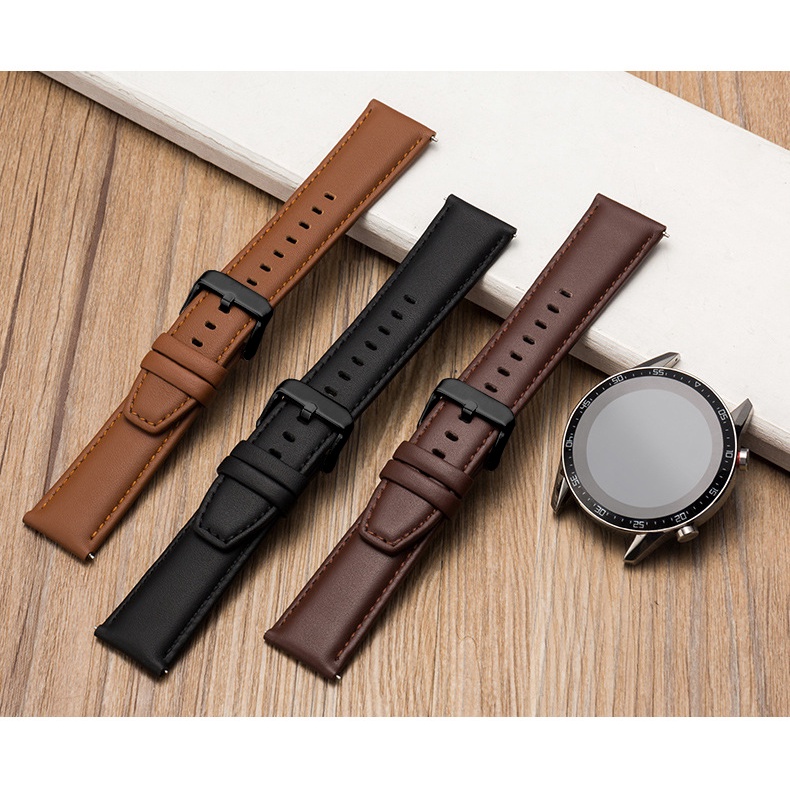 สายหนังแท้หนังวัวชั้นบนสุดสําหรับ Xiaomi Mi Watch สีสปอร์ต S3 S1 active