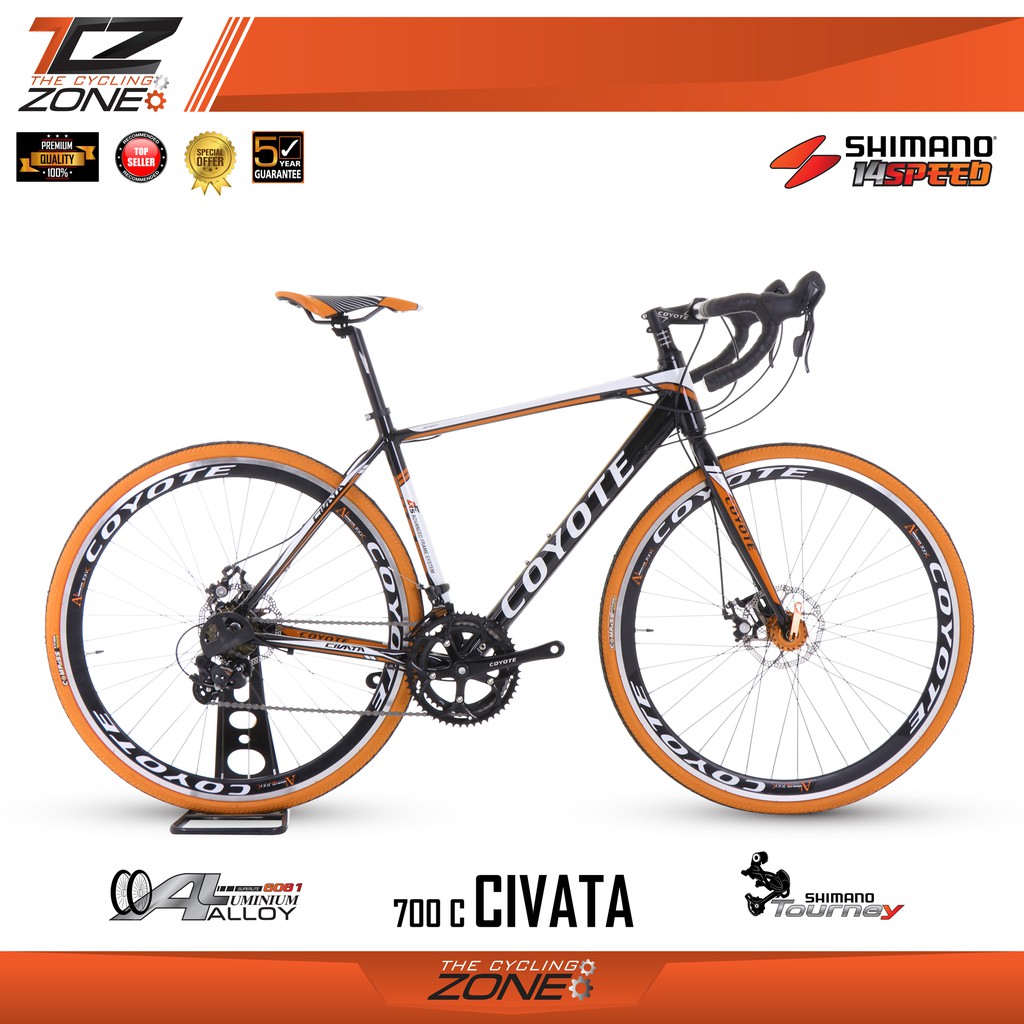 COYOTE จักรยาน CYCLOCROSS ขนาด 700C / อลูมิเนียมไซส์ 49 / รุ่น CIVATA (สีดำ/ส้ม)