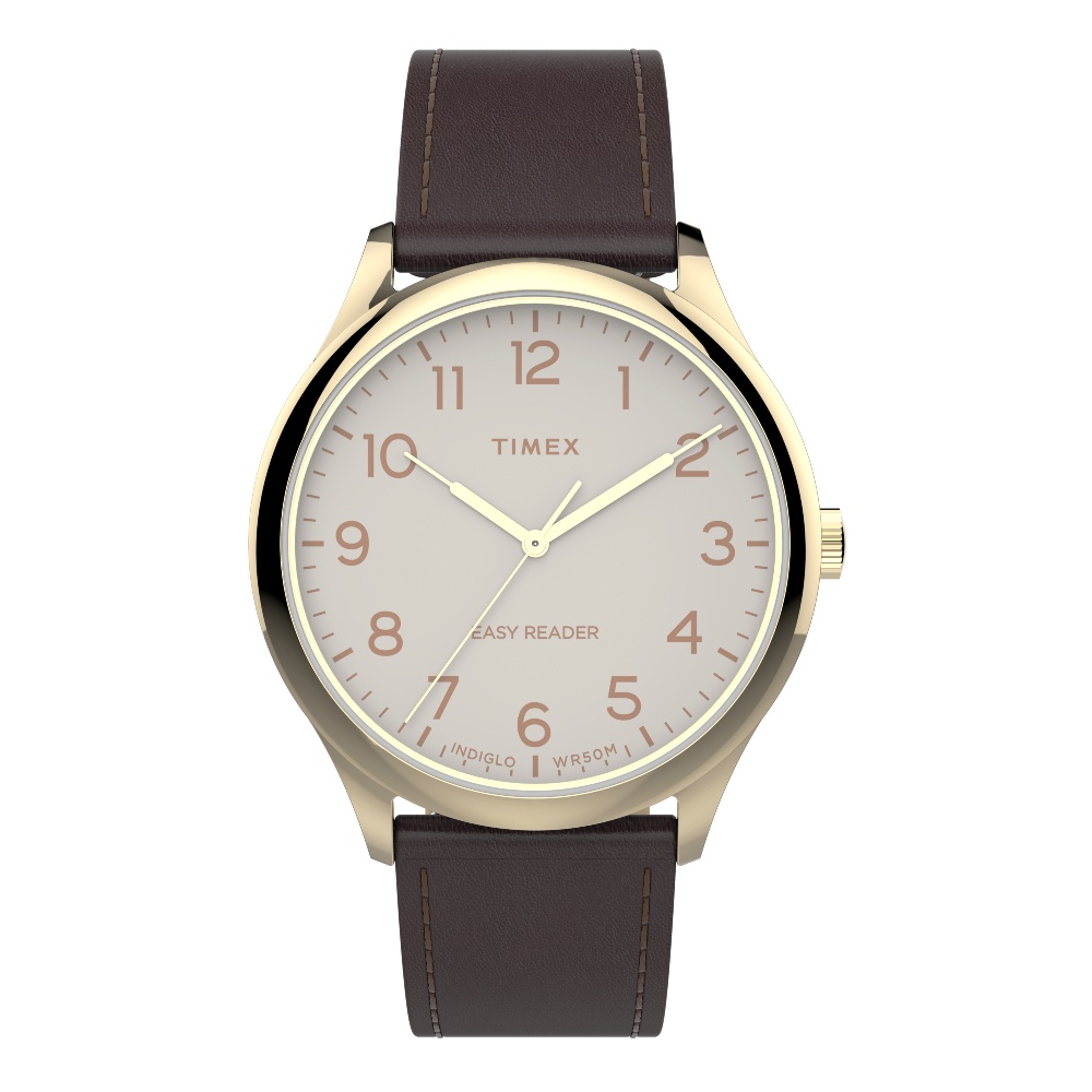 Timex TW2V28100 Essential Collection นาฬิกาข้อมือผู้ชาย สายหนังสีน้ำตาล หน้าปัด 40 มม.