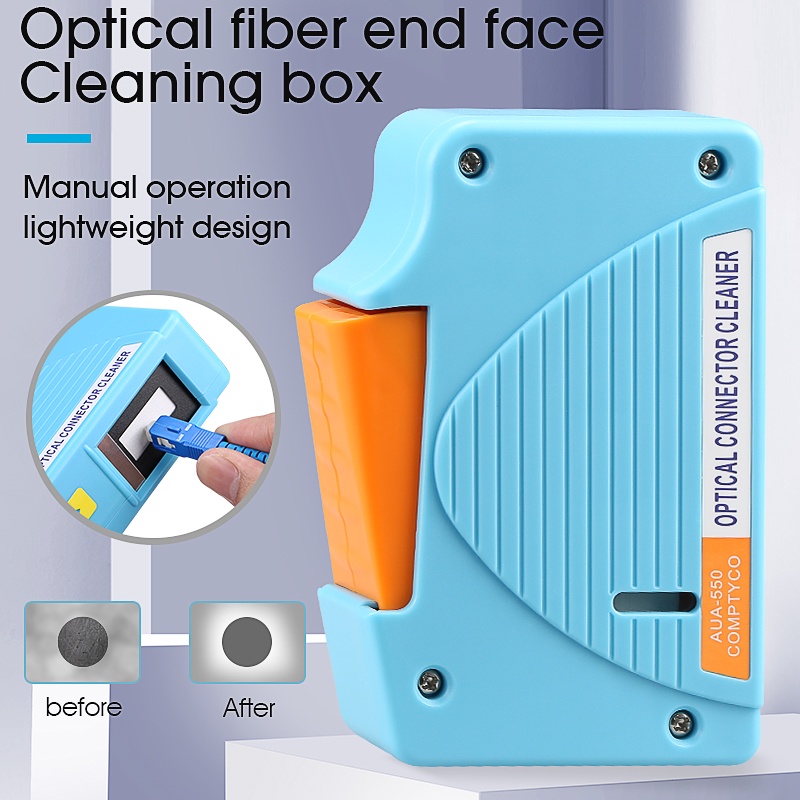 COMPTYCO AUA-550 กล่องทำความสะอาดไฟเบอร์ออฟติคัลสีน้ำเงิน 550 ครั้งทำความสะอาดอินเตอร์เฟส SC / FC / ST / LC