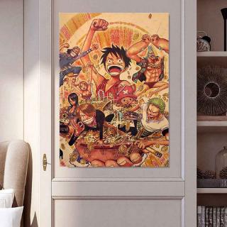 สติ๊กเกอร์โปสเตอร์ one piece สไตล์วินเทจ