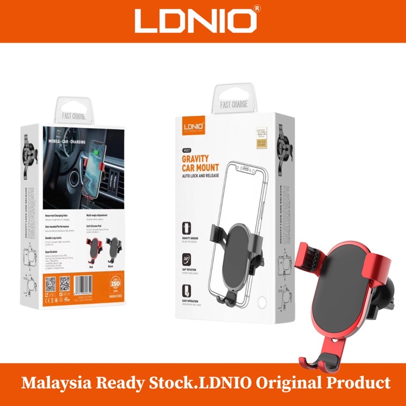 LDNIO Aircon Car Holder - สีดํา/แดง MG01