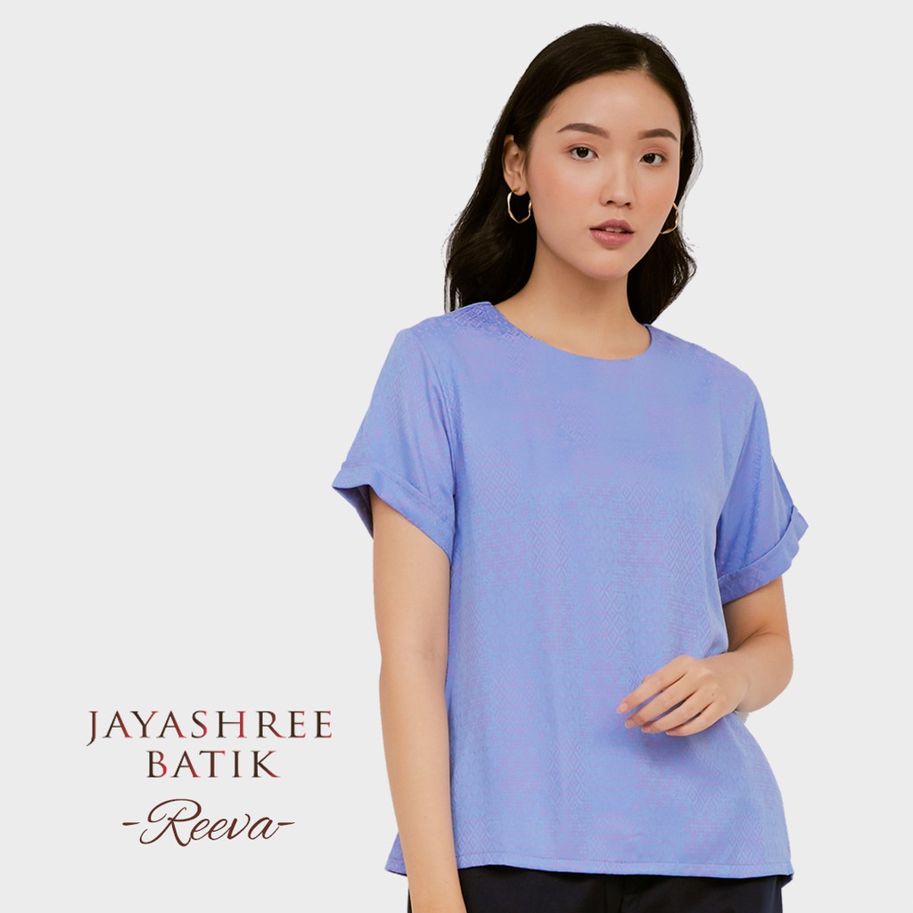 KATUN JAYASHREE - วัสดุผ้าฝ้ายระดับพรีเมียม Reeva Sky - เสื้อเบลาส์ผ้าบาติกทํางานของผู้หญิง
