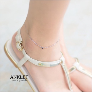 s925 Anklet9 สร้อยข้อเท้าเงินแท้ หัวใจปุกปิก สวยน่ารัก ใส่สบาย เป็นมิตรกับผิว