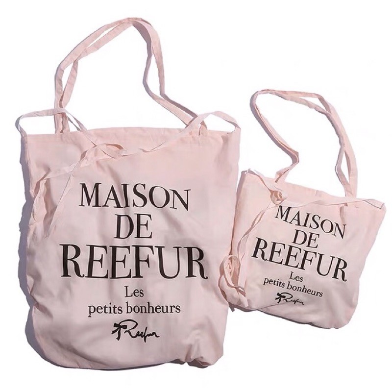 🌟พร้อมส่ง🌟{ไลฟ์ลด100฿💥} กระเป๋าผ้าสุดฮิตจาก MAISON DE REEFUR กระเป๋าผ้า สีชมพูอ่อน น้ำหนักเบา