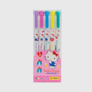 ชุดปากกาไฮไลท์ 2 หัว 5สี ลาย Hello Kitty (ลิขสิทธิ์แท้💯)