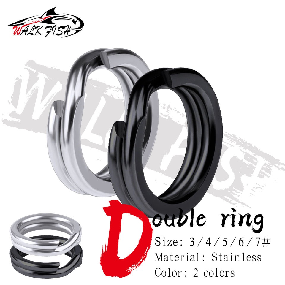 Walk FISH แหวนสเตนเลส แบบคู่ อุปกรณ์เสริม สําหรับตกปลา 50 ชิ้น