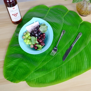 10 ชิ้น ใบตองปลอม 28*58cm ใบตองเทียม แผ่นรองจาน ใบตองปลอม ใบตองเสมือนจริง ฺBanana Leaf พร้อมจัดส่ง