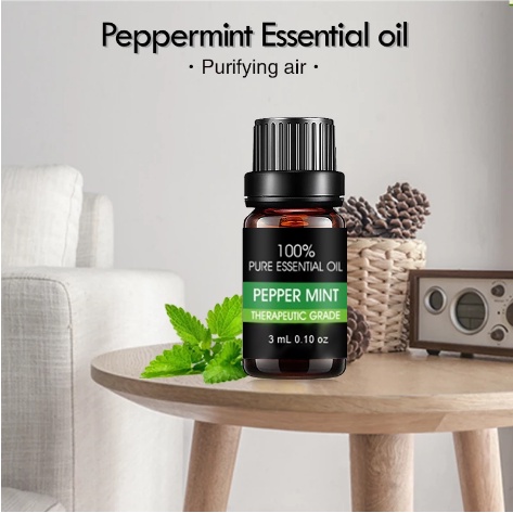 Peppermint Essential Oil 100% Field Mask Drop น้ำมันหอมระเหย กลิ่นเปปเปอร์มินท์ เพื่อผ่อนคลายความเครียด ฟรีแมส