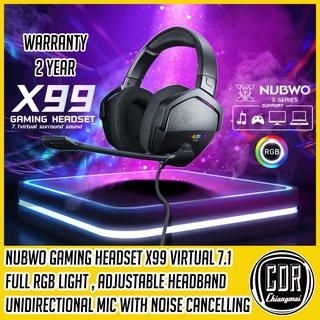 หูฟังเกมมิ่ง Nubwo X99 X-Series ไฟ RGB หูฟังคอม Gaming headset สาย USB Virtual Surround 7.1 (ประกันศูนย์ 2 ปี)