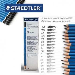 (1 แท่ง) STAEDTLER Mars Lumograph 100 ดินสอเขียนแบบ ลูโมกราฟ 100%