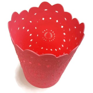 KK Shop แจกันพลาสติกลายฉลุรอบตัว (สีชมพู)