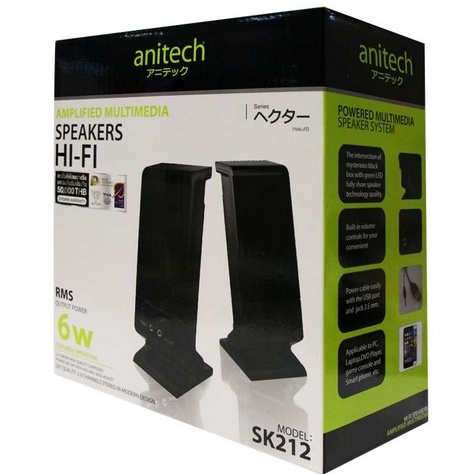 Anitech ชุดลำโพง แอนนิเทค 2.0 Stereo Speaker SK212 - ดำ -ของแท้ ประกัน 1ปี