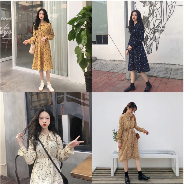 ชุดเดรส แขนยาว Midi-Dress 2018 ชุด dress ราคา ถูก ขายส่ง เดรส แซก ชุดเดรสสั้น