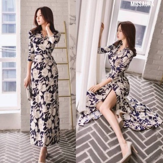 Maxi ยาวไขว้อกสวยงาม ดีเลิศ ผ้าเด้ง